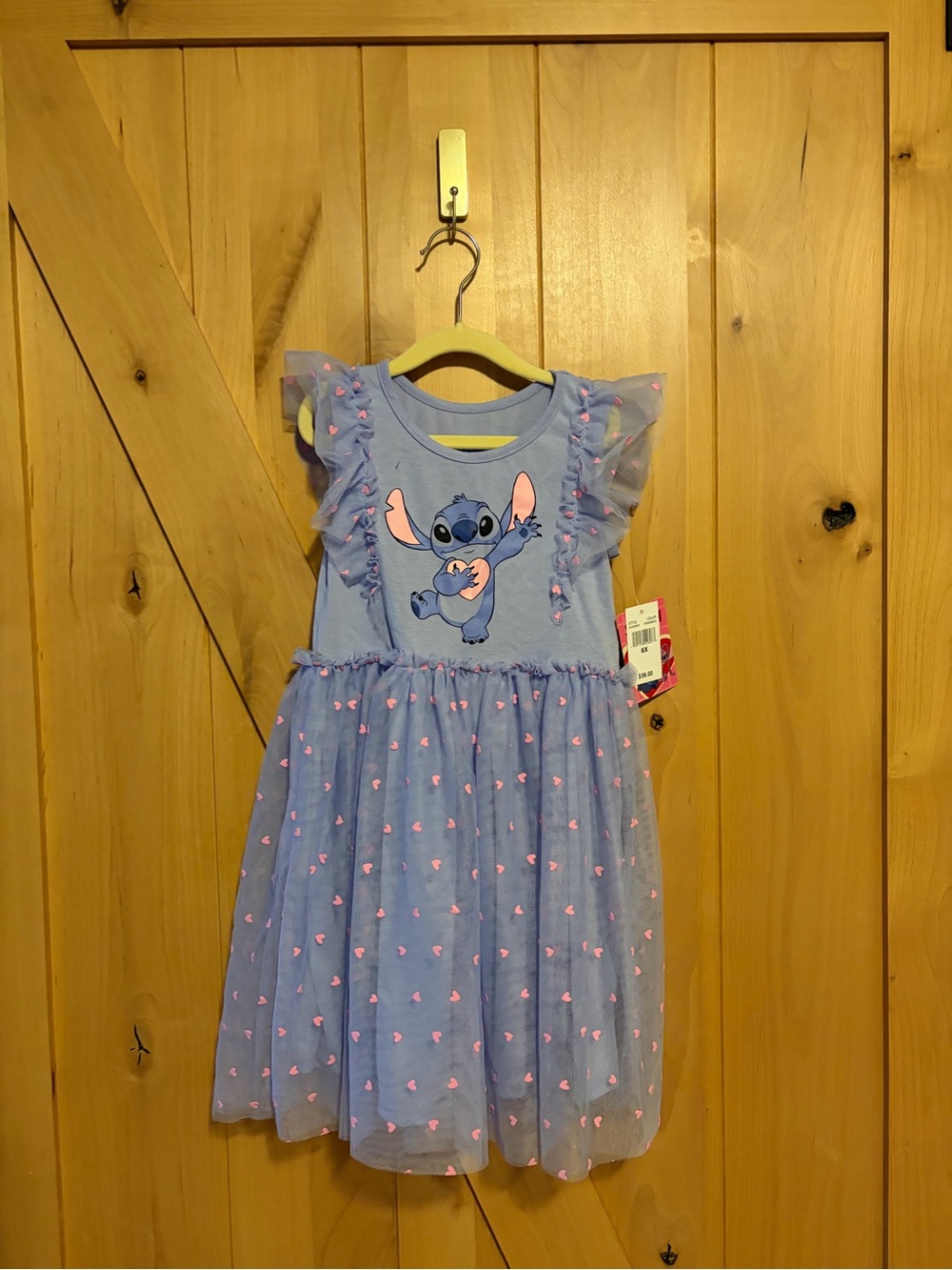 Disney Lilo & Stitch Periwinkle Heart Tule Ruffle Dress Size 6X NWT